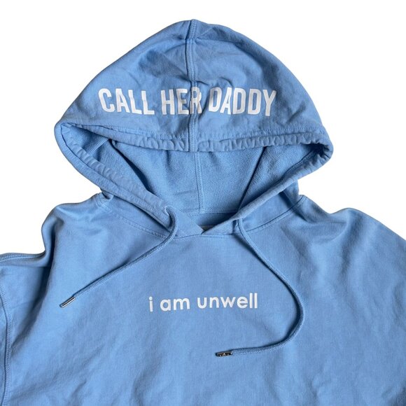 Barstool Chicks Call Her Daddy "I Am Unwell" Light Blue Cropped Hoodie - Small - Picture 2 of 9